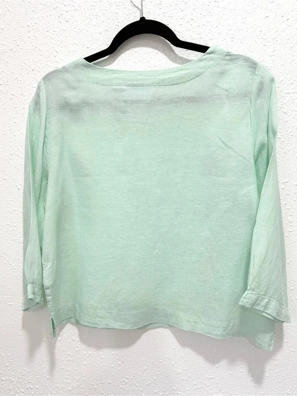 Martha Stewart Light Mint Scoop-Neck 100% Linen Blouse M